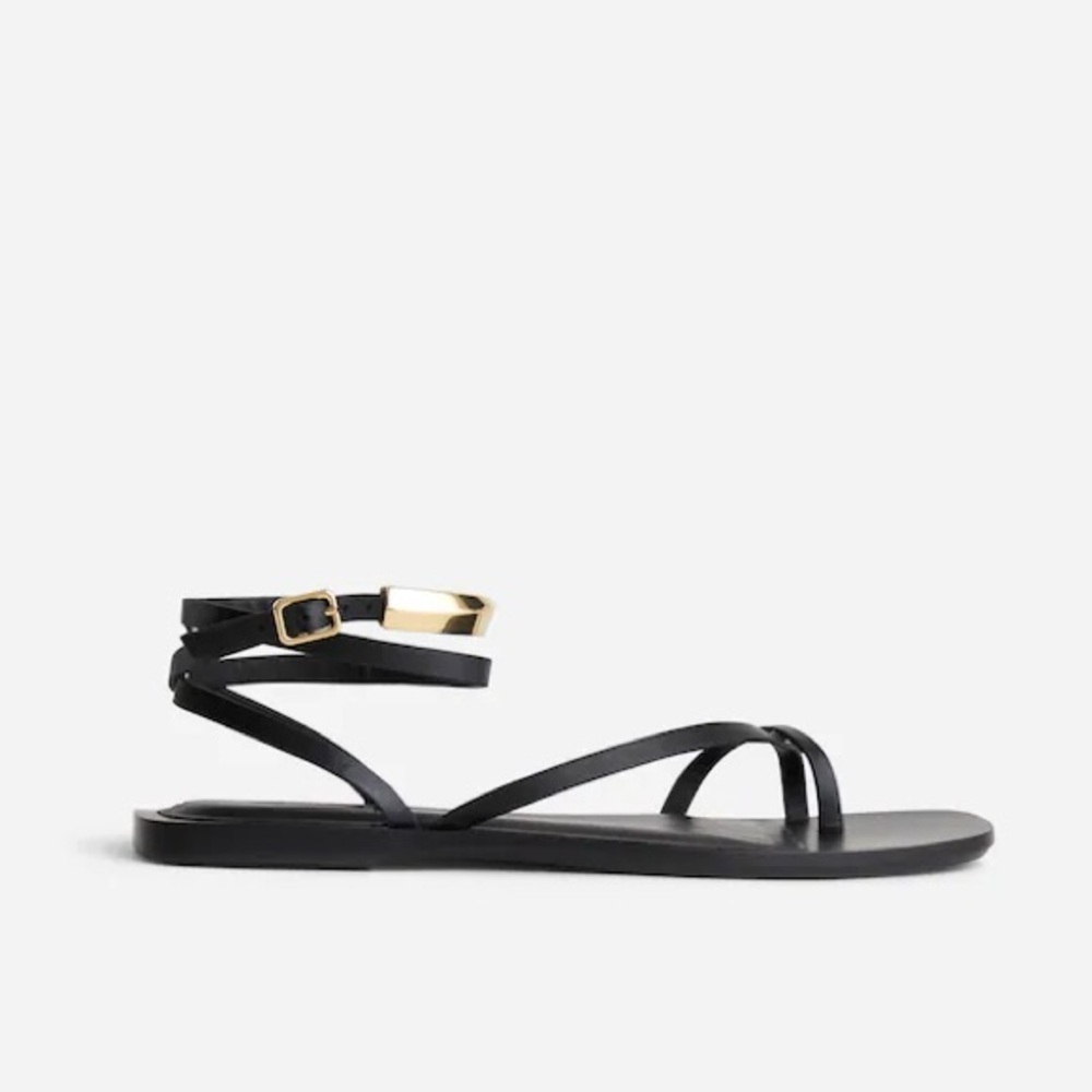 Madewell The Vira Bangle Ankle-Wrap Sandal in Leather in True Black Size 10.5 - Picture 2 of 12